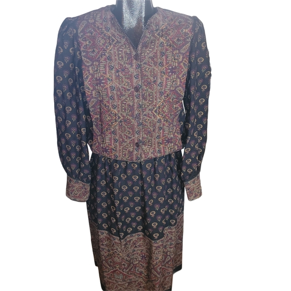 Michel Robichaud Dresses & Skirts - Vintage Michel Robichaud Wool Blend Paisley Print Prairie Peasant Skirt and Top